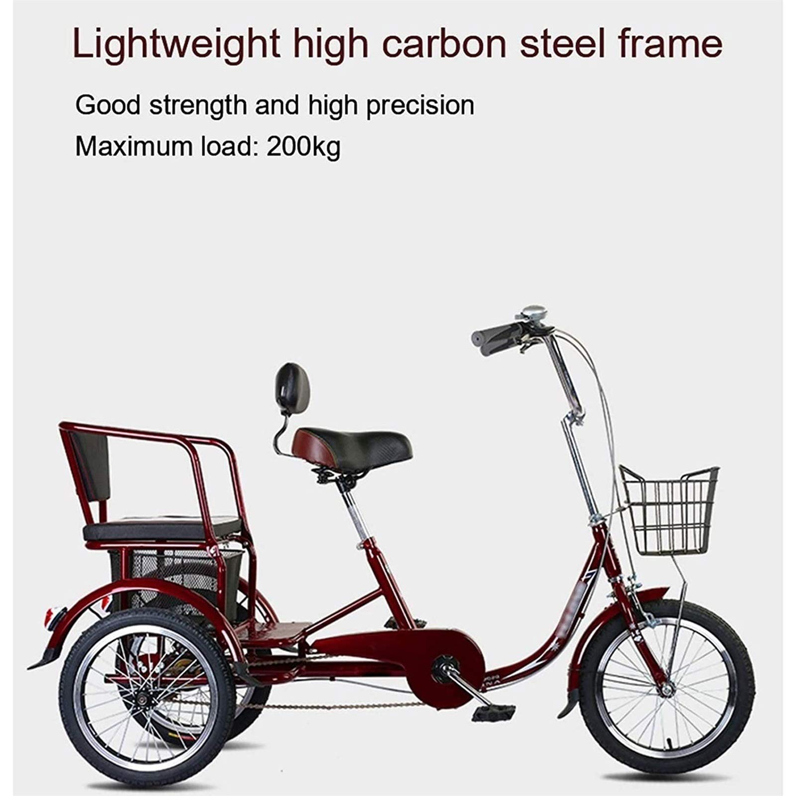 Amazon.co.jp: 三輪自転車、バスケット付き大人用三輪車 大人用3輪